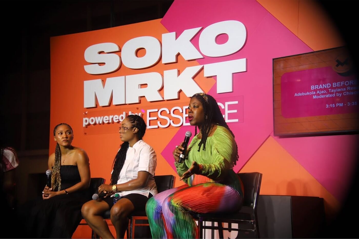 Adebukola Ajao speaking on the SOKO MRKT stage powered by Essence