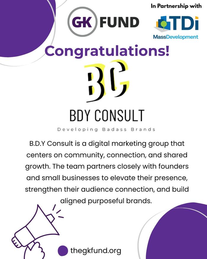 GK Fund grantee announcement for B.D.Y. Consult